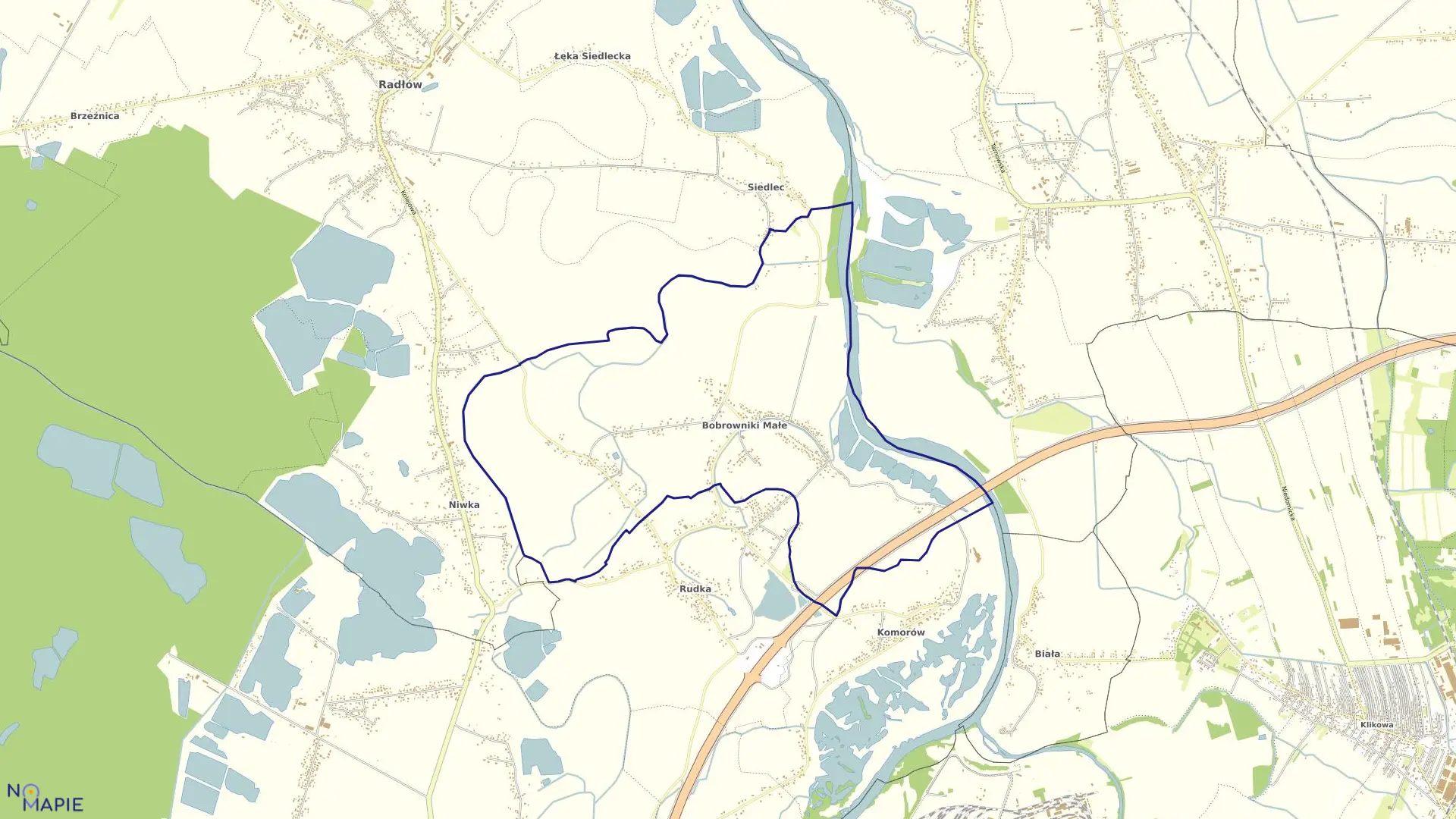 Mapa obrębu Bobrowniki Małe w gminie Wierzchosławice