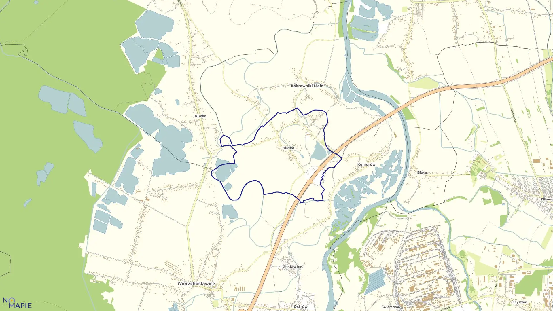 Mapa obrębu Rudka Gm.Wierzchosławice w gminie Wierzchosławice